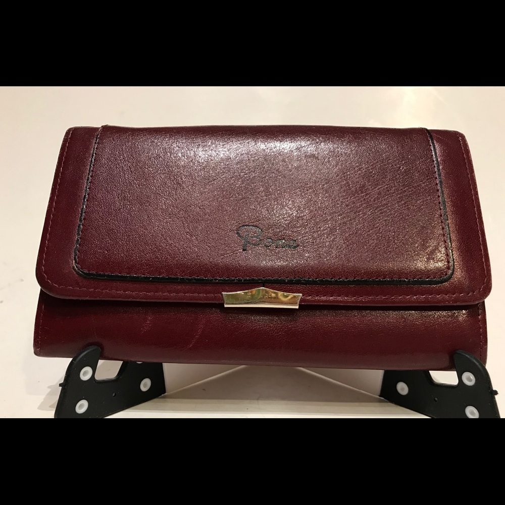 RARE Vtg 70s? Bona Allen Leather Wallet Coin Purse Kiss Clasp.